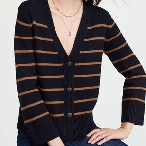 Vince Breton Cardigan Navy Camel Stripe